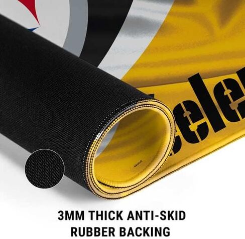 Skinit Small Gaming Mouse Pad - Officially Licensed Pittsburgh Steelers Design with Stitched Edges, Waterproof, Non-Slip Rubber Base, Desk Mat for Keyboard & Mouse, 12.6" x 11" inches in Saudi Arabia
