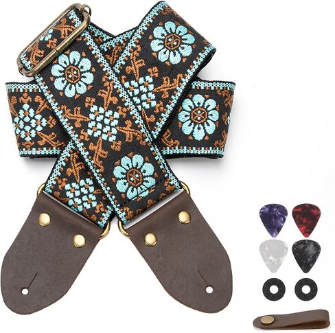 Guitar Strap for Acoustic, Guitars Head Cowhide Leather Ends,Strap Locks,Guitar Straps Electric,Bass Strap. in Saudi Arabia