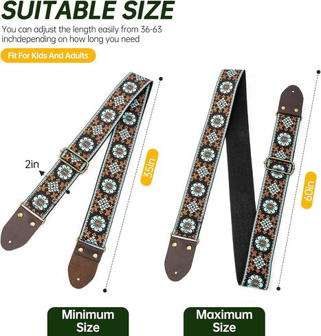 Guitar Strap for Acoustic, Guitars Head Cowhide Leather Ends,Strap Locks,Guitar Straps Electric,Bass Strap. in Saudi Arabia