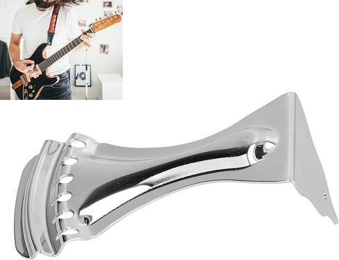 Guitar Tailpiece, Silver 6 String Guitar Trapeze Tailpiece Bridge Acoustic Guitar Trapeze Tailpiece Metal Material Silver Color 6 String Bridge Accessories with Mounting Screw in Saudi Arabia