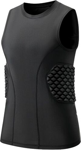 Topeter Padded Compression Shirt, Sleeveless Football Base Layer W/ Rib and Back Protection for Practice & Game Day in Saudi Arabia