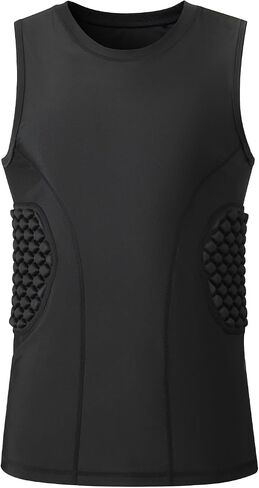 Topeter Padded Compression Shirt, Sleeveless Football Base Layer W/ Rib and Back Protection for Practice & Game Day in Saudi Arabia