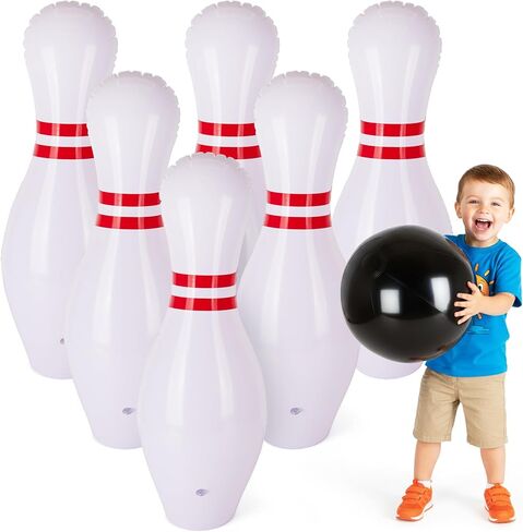 ArtCreativity Giant Inflatable Bowling - Set of 6 Pins - Fun Indoor or Outdoor Games for Kids & Adults - Backyard Christmas, Carnival, Birthday Party Activities for Family - Kids Motor Skills Toy Set in Saudi Arabia
