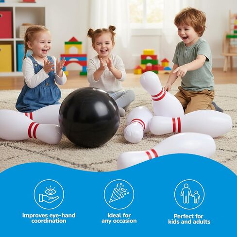 ArtCreativity Giant Inflatable Bowling - Set of 6 Pins - Fun Indoor or Outdoor Games for Kids & Adults - Backyard Christmas, Carnival, Birthday Party Activities for Family - Kids Motor Skills Toy Set in Saudi Arabia