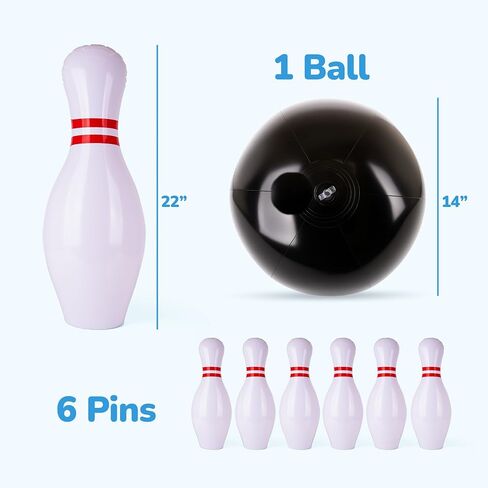 ArtCreativity Giant Inflatable Bowling - Set of 6 Pins - Fun Indoor or Outdoor Games for Kids & Adults - Backyard Christmas, Carnival, Birthday Party Activities for Family - Kids Motor Skills Toy Set in Saudi Arabia
