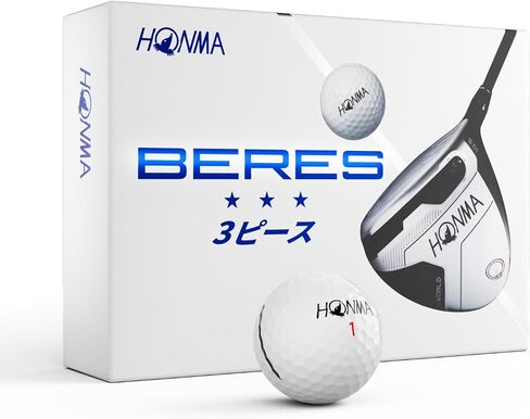 كرات جولف Honma BERES 3S، مسافة طويلة مع سرعة عالية، 3 طبقات مع غطاء Surlyn‌، كرات جولف ناعمة للرجال والنساء المبتدئين للاعبي الجولف الهواة، مثالية للخروج من نقطة الإنطلاق وحول الأخضر، 1 دزينة in Kuwait