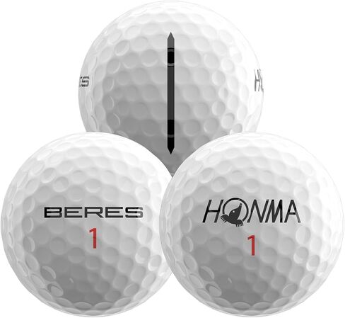 كرات جولف Honma BERES 3S، مسافة طويلة مع سرعة عالية، 3 طبقات مع غطاء Surlyn‌، كرات جولف ناعمة للرجال والنساء المبتدئين للاعبي الجولف الهواة، مثالية للخروج من نقطة الإنطلاق وحول الأخضر، 1 دزينة in Kuwait