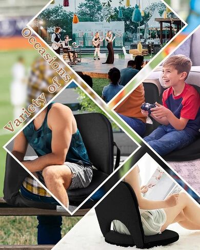 Stadium Seat with Back Support - Stable Bleacher Chairs with Back and Cushion Waterproof Portable Widen Thick 6-Position Reclining Stadium Bleacher for Sport Events in Saudi Arabia