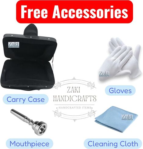 Bb Piccolo Trumpet 4 صمامات نحاسية | لمسة نهائية بلون النيكل الأزرق من Bb Pitch Piccolo Trumpet مثالية للطلاب والمبتدئين | مع حافظة صلبة مجانية وقطعة فم وقفازات وقطعة قماش للتنظيف in Kuwait