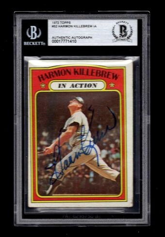 Harmon Killebrew Signed 1972 Topps Card #52 Beckett Autograph Baseball - Baseball Slabbed Autographed Cards in Saudi Arabia