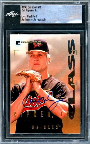 Cal Ripken Jr. Autographed 1995 Skybox Emotion Card #8 Baltimore Orioles Leaf SKU #243517 - MLB Autographed Baseball Cards in Saudi Arabia