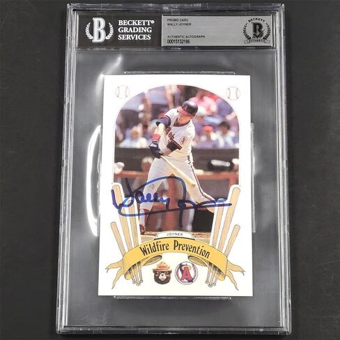 Wally Joyner signed 5x7 Oversized 1986 Smokey The Bear Promo Card ~ Beckett BAS - MLB Autographed Baseball Cards in Saudi Arabia
