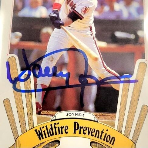 Wally Joyner signed 5x7 Oversized 1986 Smokey The Bear Promo Card ~ Beckett BAS - MLB Autographed Baseball Cards in Saudi Arabia