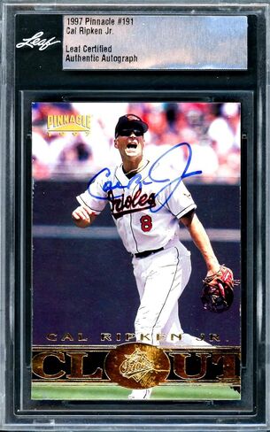 Cal Ripken Jr. Autographed 1997 Pinnacle Aficionado Card #191 Baltimore Orioles Leaf SKU #243519 - MLB Autographed Baseball Cards in Saudi Arabia