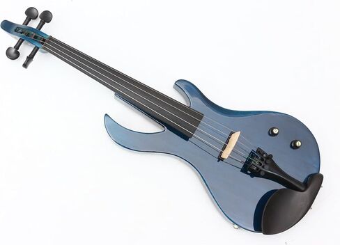 Electric Violin 4/4 Full Size Solid Wood Guitar Shape Body Silent Violin Set for Adults Beginner Practice Electric Fiddle with Ebony Fittings Hard Case & Bow (5 Strings log Color Big Jack) in Kuwait