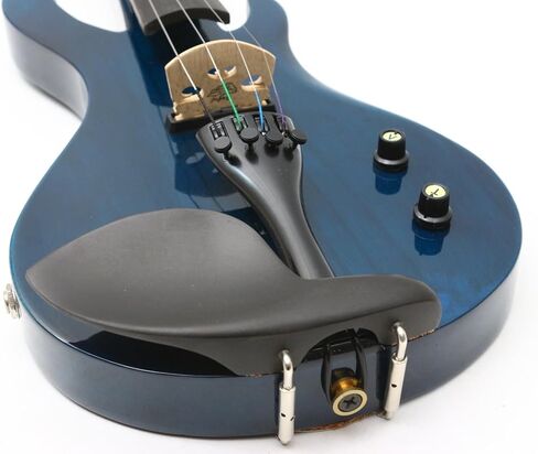 Electric Violin 4/4 Full Size Solid Wood Guitar Shape Body Silent Violin Set for Adults Beginner Practice Electric Fiddle with Ebony Fittings Hard Case & Bow (5 Strings log Color Big Jack) in Kuwait