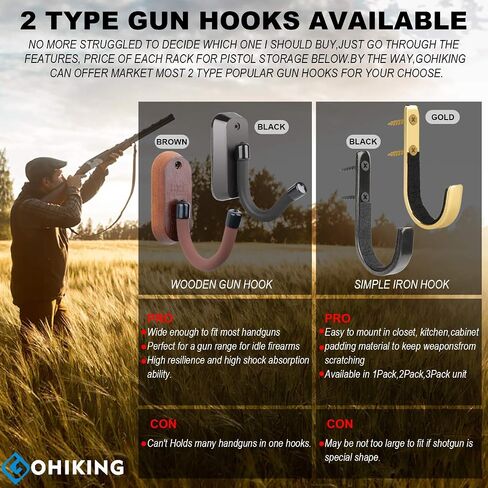 GOHIKING رف تخزين بنادق البنادق وخطافات البندقية وشماعات التثبيت على الحائط لأي بنادق وبنادق وقوس رماية مع حشوة ناعمة وفولاذ شديد التحمل... in Kuwait