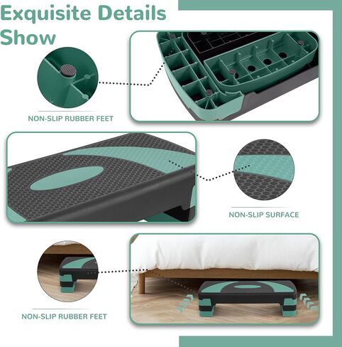 Fitvids Fitvids Step Aerobic Platform, 31" Exercise Step with 3 levels Adjustable Height, 4 Stackable Risers, Fitness Training Workout Stepper for Home Gym, Cardio Strength in Saudi Arabia