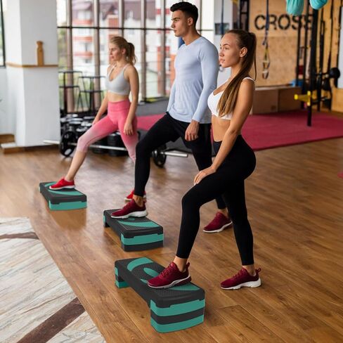 Fitvids Fitvids Step Aerobic Platform, 31" Exercise Step with 3 levels Adjustable Height, 4 Stackable Risers, Fitness Training Workout Stepper for Home Gym, Cardio Strength in Saudi Arabia