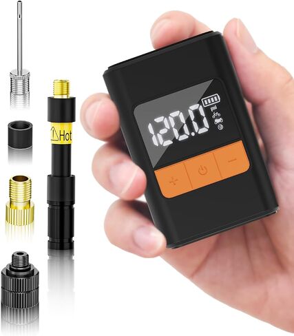 Mini Electric Bike Pump,150PSI Portable Bike Pump with Gauge,20 S Fast Inflate Electric Air Pump with Presta and Schrader Valve for Road Bike,Mountain Bike,E-Bike,Motorcycle,Balls in Saudi Arabia