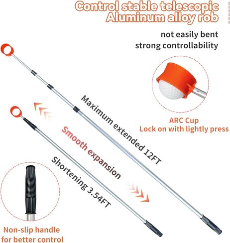 SPEENSUN Golf Ball Retriever Telescopic,Golf Ball Water Retriever,Max 12Ft Lightweight Aluminum Alloy Golf Ball Grabber,Not Easy to Break and No Corrosion Golf Ball Retriever for Water and Bushes in Kuwait