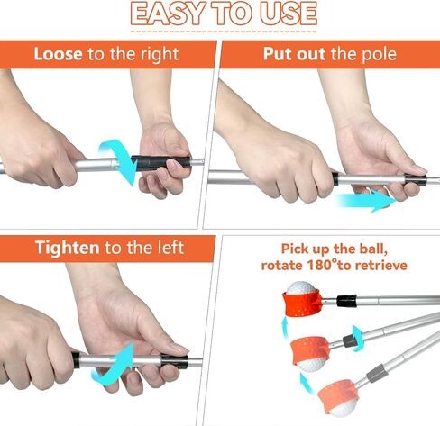 SPEENSUN Golf Ball Retriever Telescopic,Golf Ball Water Retriever,Max 12Ft Lightweight Aluminum Alloy Golf Ball Grabber,Not Easy to Break and No Corrosion Golf Ball Retriever for Water and Bushes in Kuwait