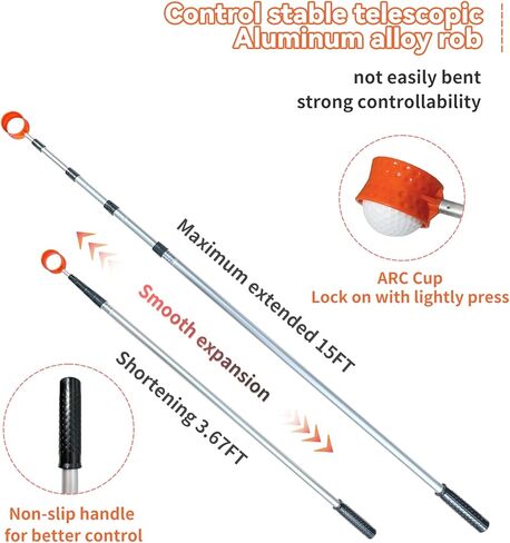 SPEENSUN Golf Ball Retriever Telescopic,Golf Ball Water Retriever,Max 12Ft Lightweight Aluminum Alloy Golf Ball Grabber,Not Easy to Break and No Corrosion Golf Ball Retriever for Water and Bushes in Kuwait