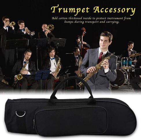Alomejor Trumpet Bag Oxford Cloth Shockproof Trumpet Case with Shoulder Strap and Gripped Handle for Trumpeter(Black) in Saudi Arabia