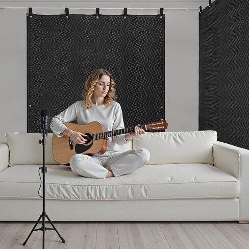 VEVOR Sound Dampening Blankets, Soundproof Curtains with 80 x 48 in, Soundproof Blanket with Grommets, Studio Grommeted Blanket, for Window, Door, Light Blocker, Music Recording, Black in Saudi Arabia