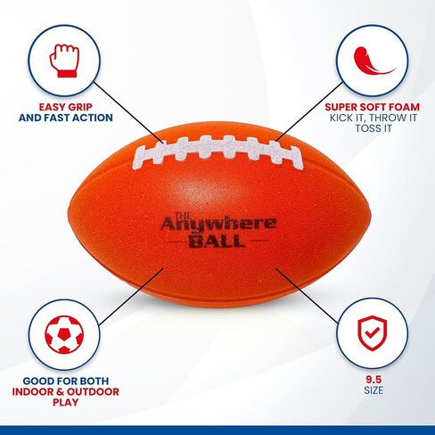 Anywhere Sports - كرة قدم صامتة - إسفنجة إسفنجية للأطفال فائقة النعومة لكرة القدم للصغار - برتقالي in Kuwait