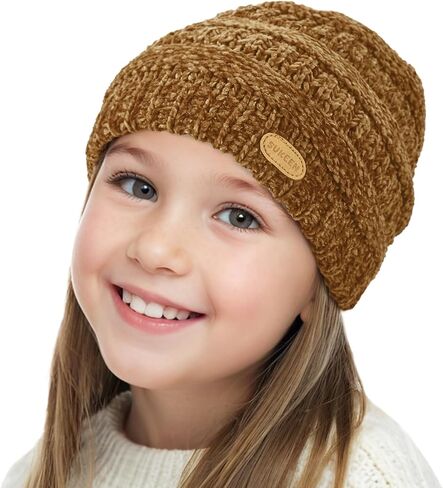 Sukeen Kids Winter Hat Chenille Knit Beanie Hat with Lined for Girls Boys Toddlers Ages 3-8 Warm Skull Caps for Ourdoor in Saudi Arabia