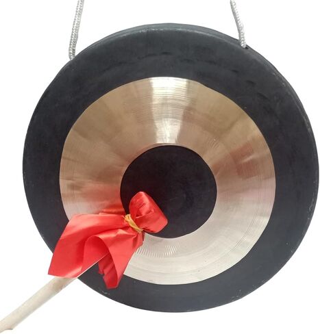 أدوات قرع RUIMIMI Gong، غونغ نحاسي صيني مع مضرب خشبي 11.8 بوصة (30 سم)، مكتب غونغ كبير للتأمل مع مطرقة (11.8 بوصة) in Kuwait