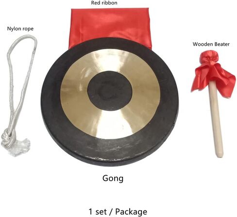 أدوات قرع RUIMIMI Gong، غونغ نحاسي صيني مع مضرب خشبي 11.8 بوصة (30 سم)، مكتب غونغ كبير للتأمل مع مطرقة (11.8 بوصة) in Kuwait