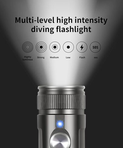 Super Bright Dive Light, IP68 Waterproof Flashlight with 3 Adjustable Beams (3° Spot/24° Flood/72° Wide), for Underwater Photography, Macro Video, Night Diving in Saudi Arabia