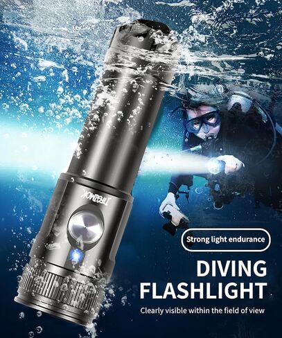 Super Bright Dive Light, IP68 Waterproof Flashlight with 3 Adjustable Beams (3° Spot/24° Flood/72° Wide), for Underwater Photography, Macro Video, Night Diving in Saudi Arabia