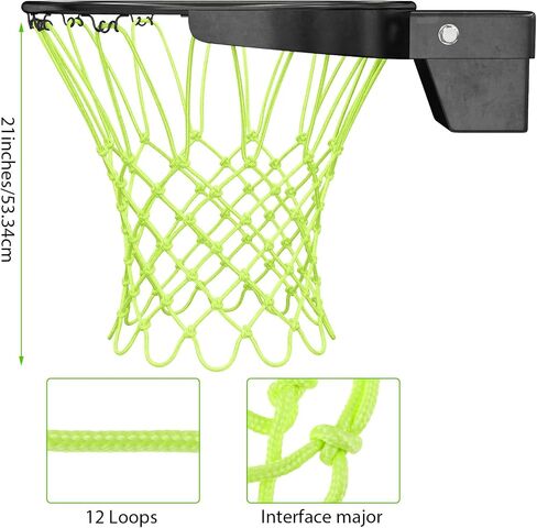 Nightlight Basketball Net Replacement, Basketball Hoop Net, Nylon Basketballs Nets Heavy Duty Outdoor, Fits Outdoor Indoor Standard Rim, All Weather Anti Whip Anti-Entanglement(12 Loops) in Saudi Arabia