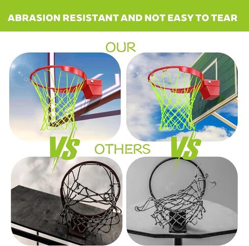 Nightlight Basketball Net Replacement, Basketball Hoop Net, Nylon Basketballs Nets Heavy Duty Outdoor, Fits Outdoor Indoor Standard Rim, All Weather Anti Whip Anti-Entanglement(12 Loops) in Saudi Arabia