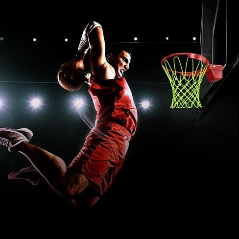 Nightlight Basketball Net Replacement, Basketball Hoop Net, Nylon Basketballs Nets Heavy Duty Outdoor, Fits Outdoor Indoor Standard Rim, All Weather Anti Whip Anti-Entanglement(12 Loops) in Saudi Arabia