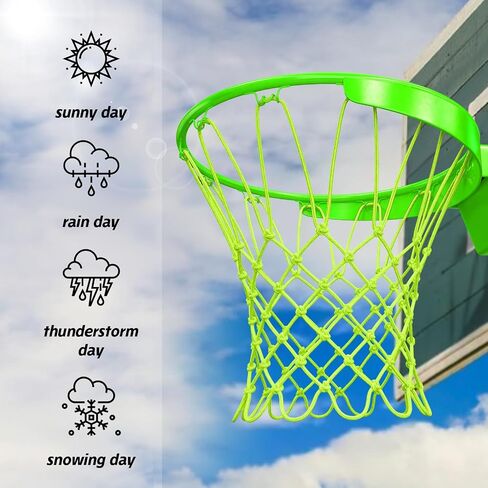 Nightlight Basketball Net Replacement, Basketball Hoop Net, Nylon Basketballs Nets Heavy Duty Outdoor, Fits Outdoor Indoor Standard Rim, All Weather Anti Whip Anti-Entanglement(12 Loops) in Saudi Arabia