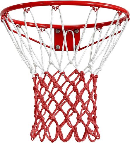Basketball Net 2 Pack, Heavy Duty Basketball Net Replacement Weather Anti Whip Polyester Basketball Hoop Net Fits Standard Indoor Or Outdoor Court Use - Easy Install (Red White) in Saudi Arabia