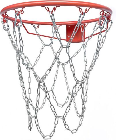304 Stainless Steel Basketball Net, Heavy Duty Chain Braided Replacement, Durable Standard Basketball Net(12 Links), Rust-Proof & Easy to Install, Fit for Indoor and Outdoor Use in Saudi Arabia