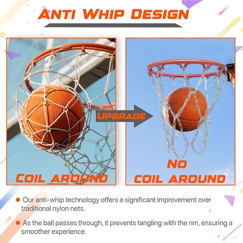 304 Stainless Steel Basketball Net, Heavy Duty Chain Braided Replacement, Durable Standard Basketball Net(12 Links), Rust-Proof & Easy to Install, Fit for Indoor and Outdoor Use in Saudi Arabia