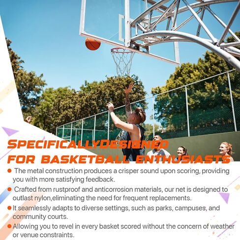 304 Stainless Steel Basketball Net, Heavy Duty Chain Braided Replacement, Durable Standard Basketball Net(12 Links), Rust-Proof & Easy to Install, Fit for Indoor and Outdoor Use in Saudi Arabia