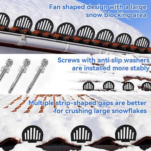 Fockety 25 Pcs Standing Snow Guards, Heavy Duty Carbon Steel Roof Snow Stops with Seal Gaskets & Screws, Prevent Sliding and Ice, Winter Supplies in Saudi Arabia