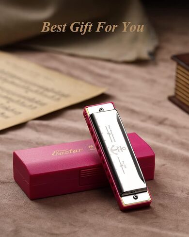 Eastar Major Blues Diatonic Harmonica, 10 Holes C Key Beginner for Kids Children Adults Students, with Hard Case and Cloth, Pink in Saudi Arabia