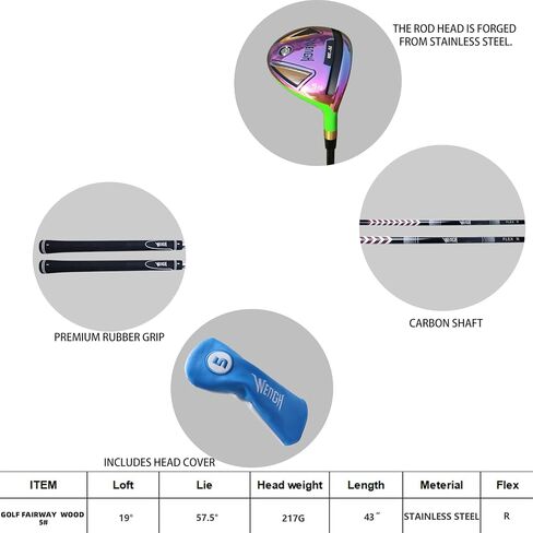 3 Wood or 5 Wood Golf Club for Men & Women - Titanium Face Carbon Fiber Fairway Wood - Right Handed, 43.5" Lightweight Design with Rubber Grip, High Launch Low Spin Golf 5 Wood or 3 Wood in Saudi Arabia
