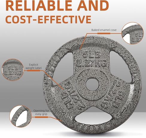 Fitvids Cast Iron 1-Inch Standard Weight Plate for Strength Training & Weightlifting, Multiple Weights Available in Saudi Arabia