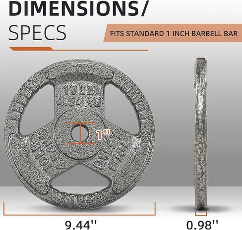 Fitvids Cast Iron 1-Inch Standard Weight Plate for Strength Training & Weightlifting, Multiple Weights Available in Saudi Arabia