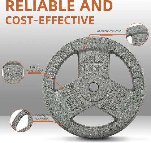 Fitvids Cast Iron 1-Inch Standard Weight Plate for Strength Training & Weightlifting, Multiple Weights Available in Saudi Arabia
