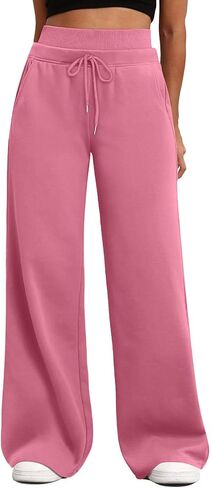Wide Leg Sweatpants for Women Drawstring High Waisted Lounge Pants with Pockets Baggy Workout Pants Athletic Joggers in Saudi Arabia